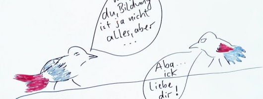 Zeichnung: R. Spallek "Vogelliebe"