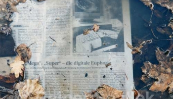 Zeitung in Berliner Pfütze